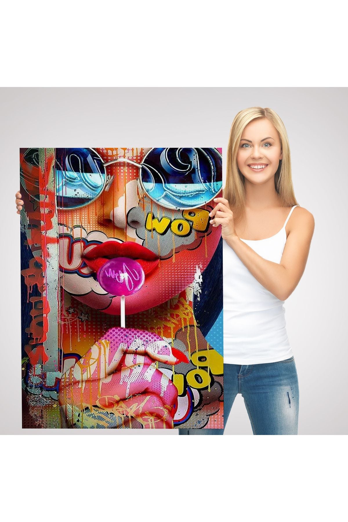 HG Pop Art Sokak Sanatı Renkli Kadın Dekoratif Duvar Tablosu-6107