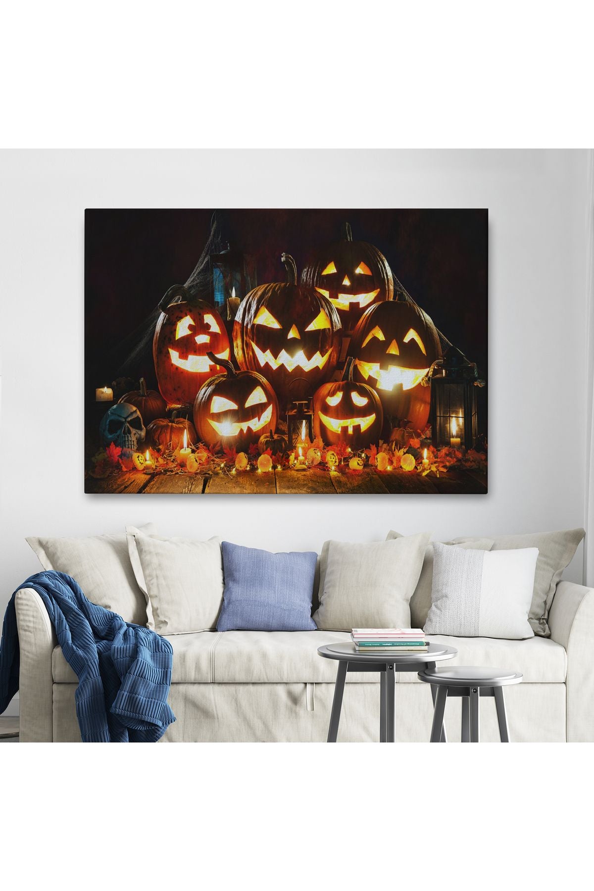 Cadılar Bayramı Korkunç Kabak Kanvas Dekoratif Duvar Tablosu-5203
