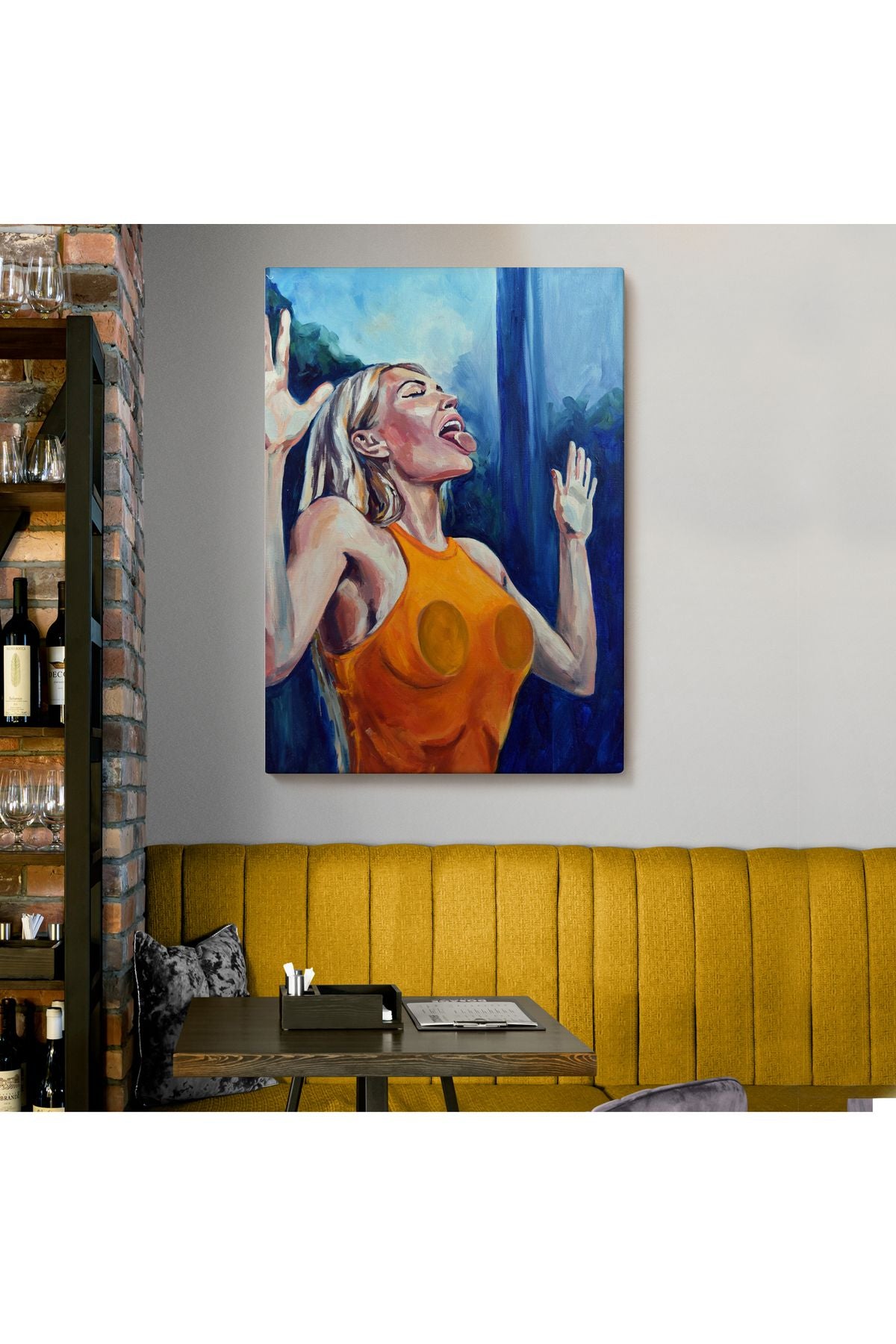 Camı Yalayan Kadın Kanvas Tablosu-5130