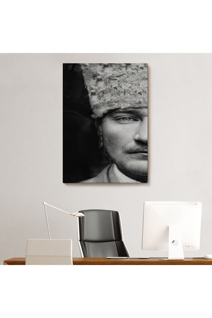 Atatürk Portre Tablosu Mustafa Kemal Atatürk Dikdörtgen Dekoratif Kanvas Tablo-FP-140
