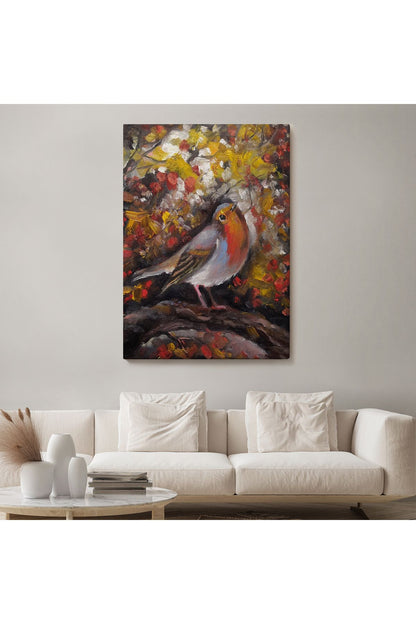 SZ KVS1-Dekoratif Duvar Tablosu-İngiliz Kırmızı Robin Kuşu Kanvas Tablo 6002