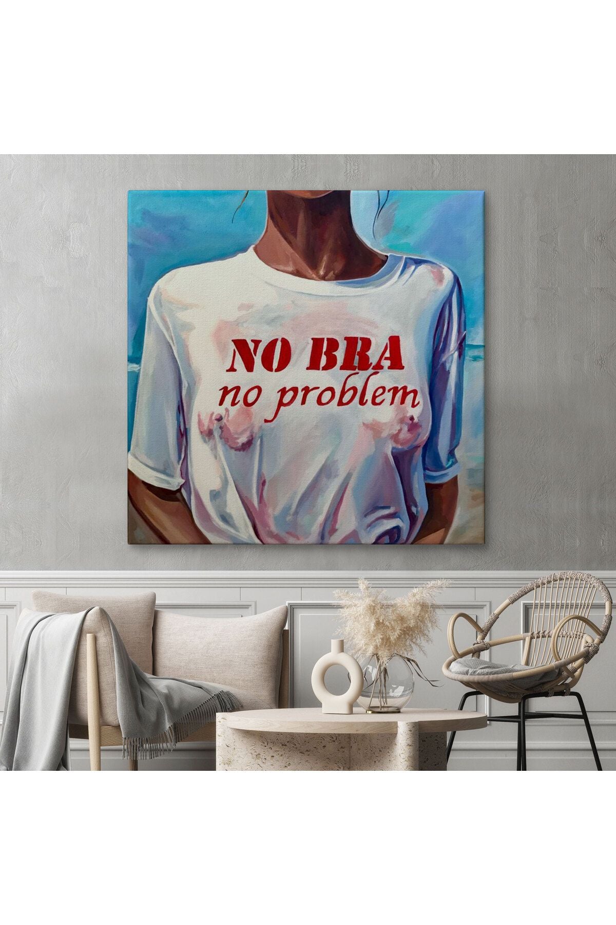 Sütyen Yok Sorun Yok Kanvas Tablo-5857