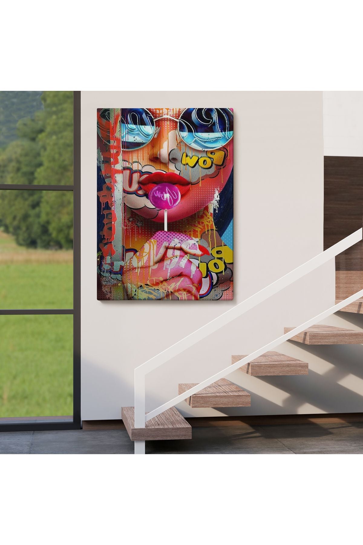 HG Pop Art Sokak Sanatı Renkli Kadın Dekoratif Duvar Tablosu-6107