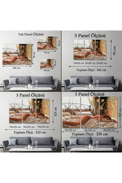 Yataktaki Güzel Kadın Dekoratif Duvar Tablosu-6617