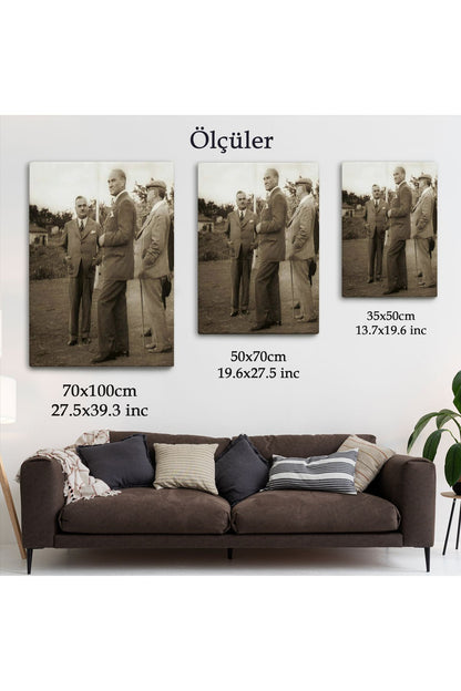 Dekoratif Duvar Tablosu-Atatürk, Celal Bayar ve Kılıç Ali Muhafız Alayında Kanvas Tablo 6259