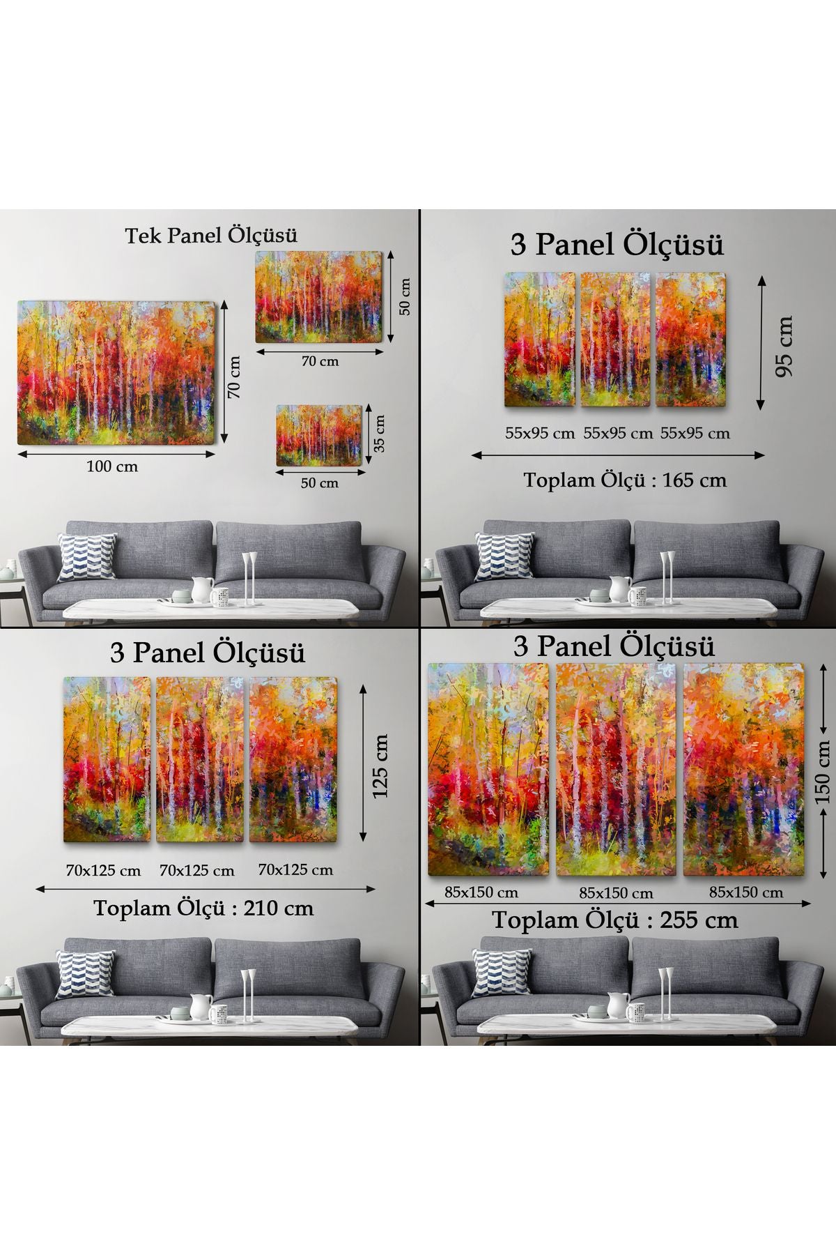 Son Bahar Ağaçları Yağlıboya Görünüm Dekoratif Kanvas Duvar Tablosu-3506