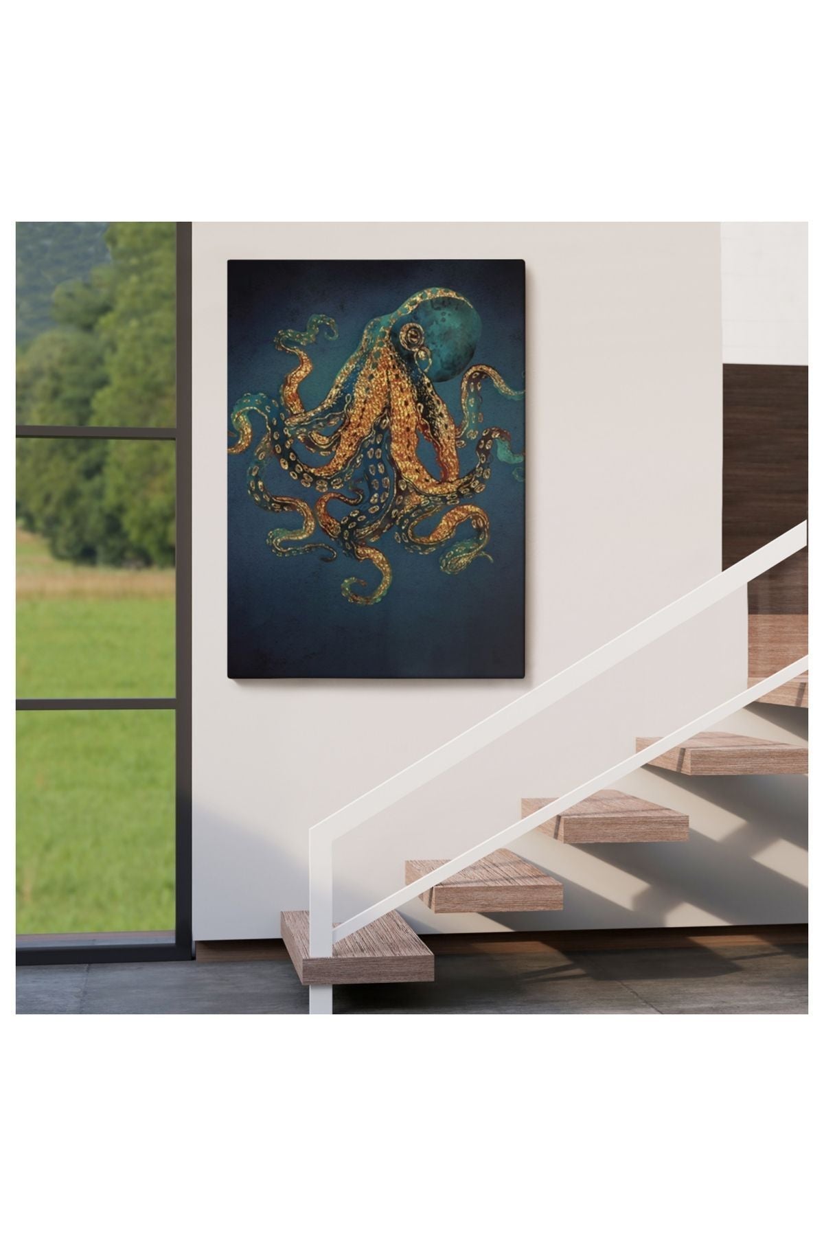 Kanvas, Duvar Tablosu, Dekoratif, Ahtapot Hayvan Posteri 5207 EGKNV