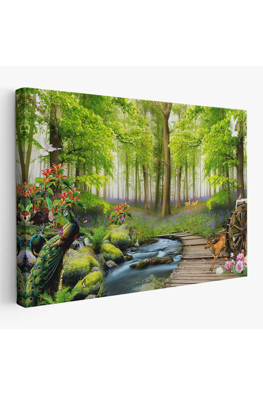 Ormandaki Hayvanlar Dekoratif Kanvas Duvar Tablosu-3713