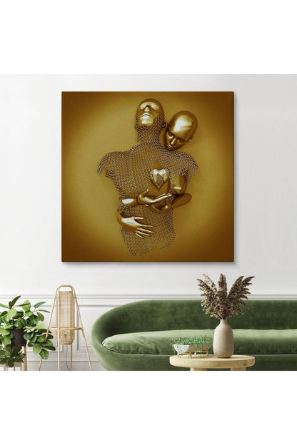 Romantik Beden, Aşk Sanatı, Altın Duvar Dekoru, 3D Efektli Altın İnsan-5366