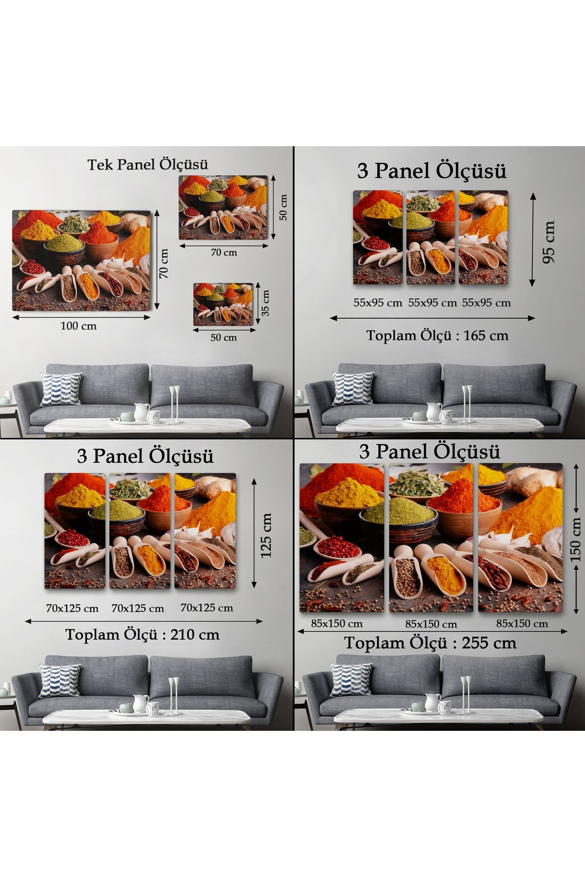 Mutfak Masasın da Baharatlar Dekoratif Kanvas Duvar Tablosu-3518