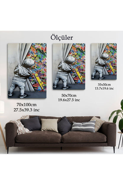 Dekoratif Kanvas Tablo-Sokak Sanatı PopArt Banksy Tarz Duvar Tablosu 6168