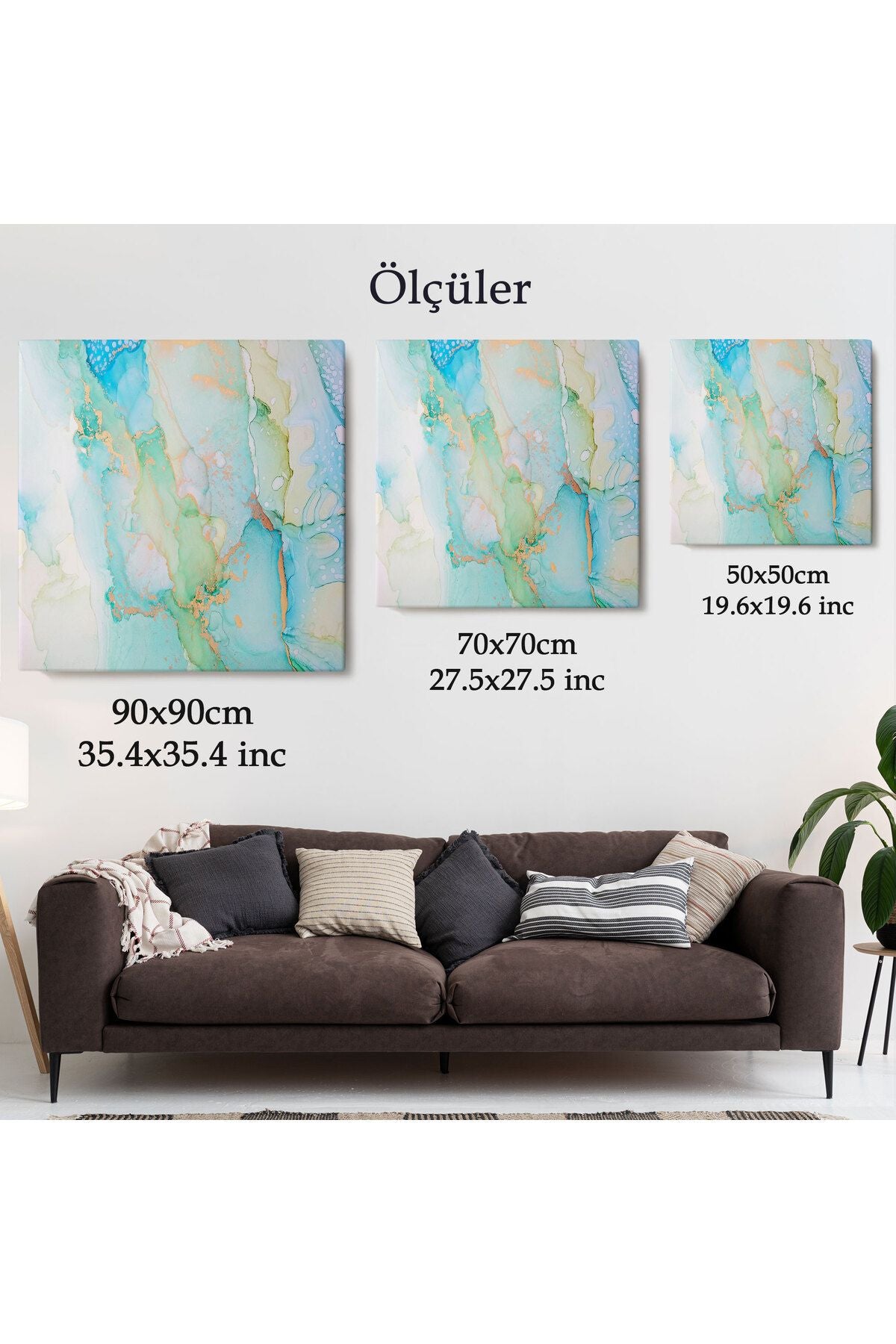 Mürekkep ve Alkol Elementleri ile Mermer Deseni Verilmiş Kanvas Tablo-5037