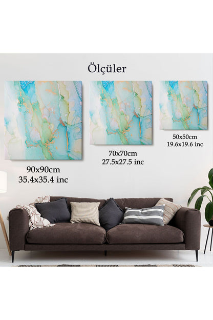 Mürekkep ve Alkol Elementleri ile Mermer Deseni Verilmiş Kanvas Tablo-5037