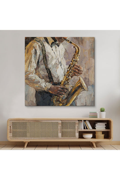 Saksafon Çalan Adam Kanvas Tablo-5911
