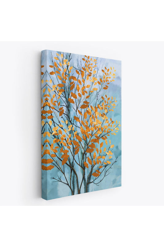 Turuncu Yapraklar Soyut Dekoratif Kanvas Tbalo-5177