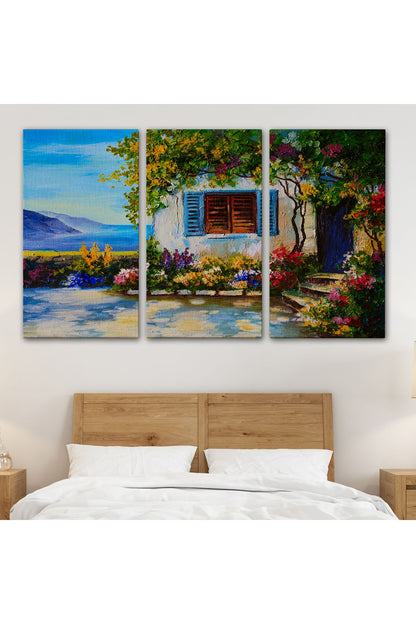 Deniz Manzaralı Güzel Ev Dekoratif Kanvas Duvar Tablosu-3437