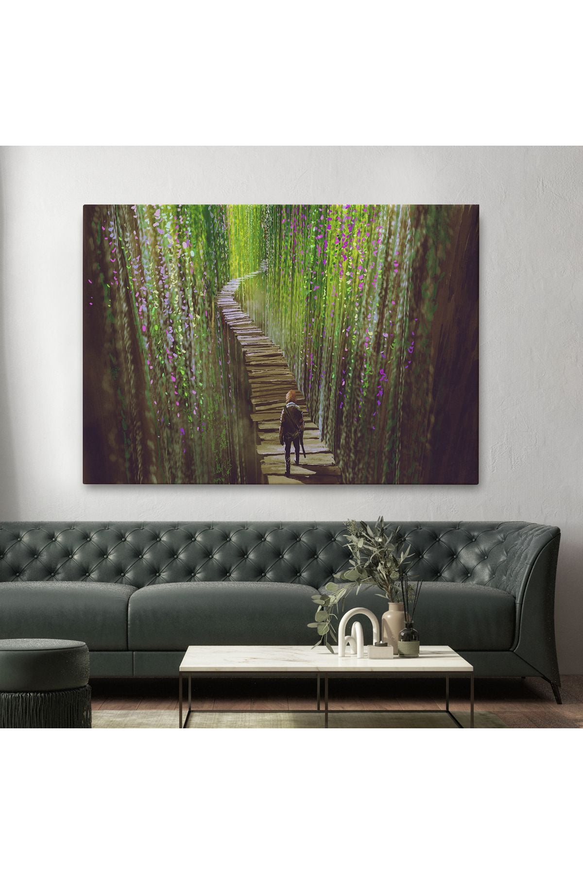 Sarmaşıklar İçinde Yürüyen Şavaşçı Dekoratif Kanvas Duvar Tablosu-3642