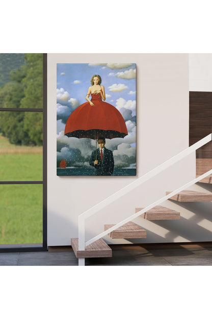 Dekoratif Kanvas Tablo, Duvar Tablosu-Sürreal Kırmızı Elbiseli Kadın 6022