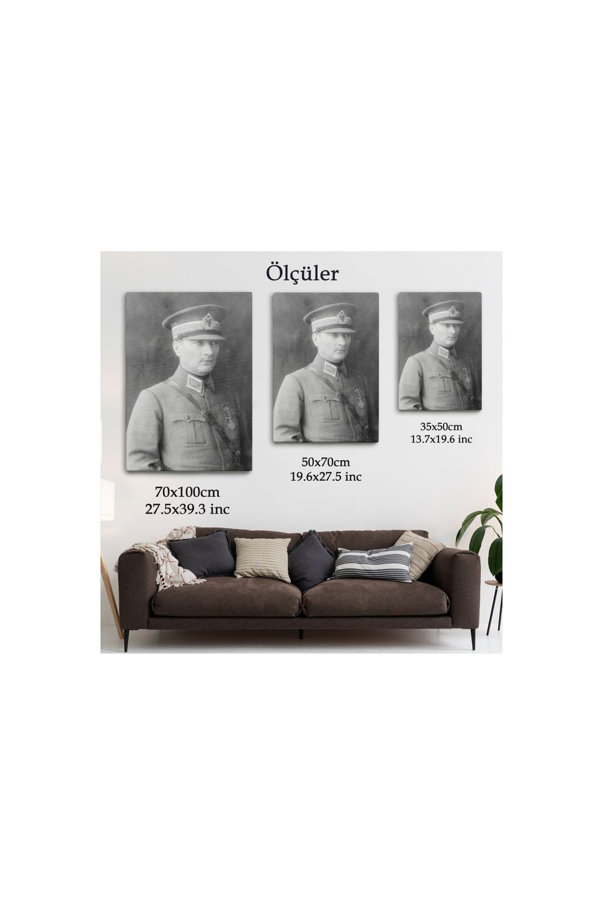 Atatürk Portre Tablosu Mustafa Kemal Atatürk Dikdörtgen Dekoratif Kanvas Tablo-cv-75