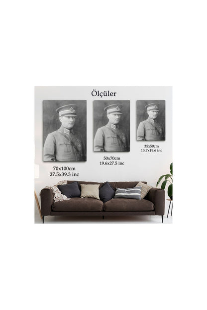 Atatürk Portre Tablosu Mustafa Kemal Atatürk Dikdörtgen Dekoratif Kanvas Tablo-cv-75