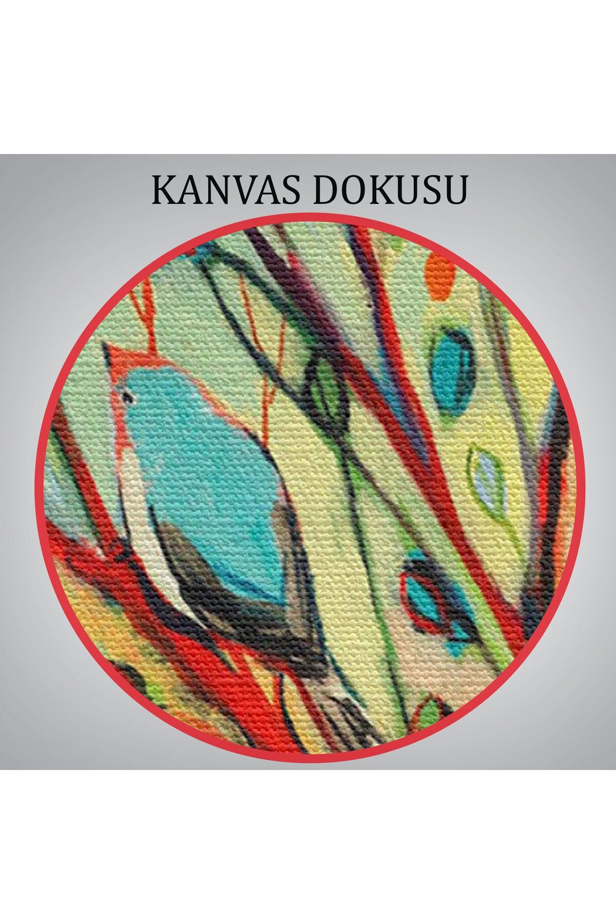 Renkli Ağaçtaki Renkli Kuşlar Kanvas Tablo-5887