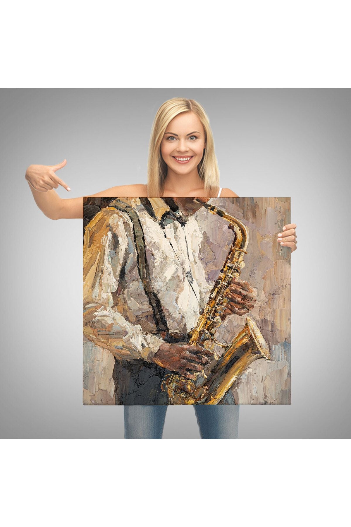 Saksafon Çalan Adam Kanvas Tablo-5911