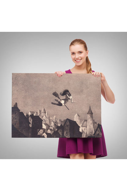 Süpürgedel Uçan Cadı, Dekoratif DuvarTablosu-5191