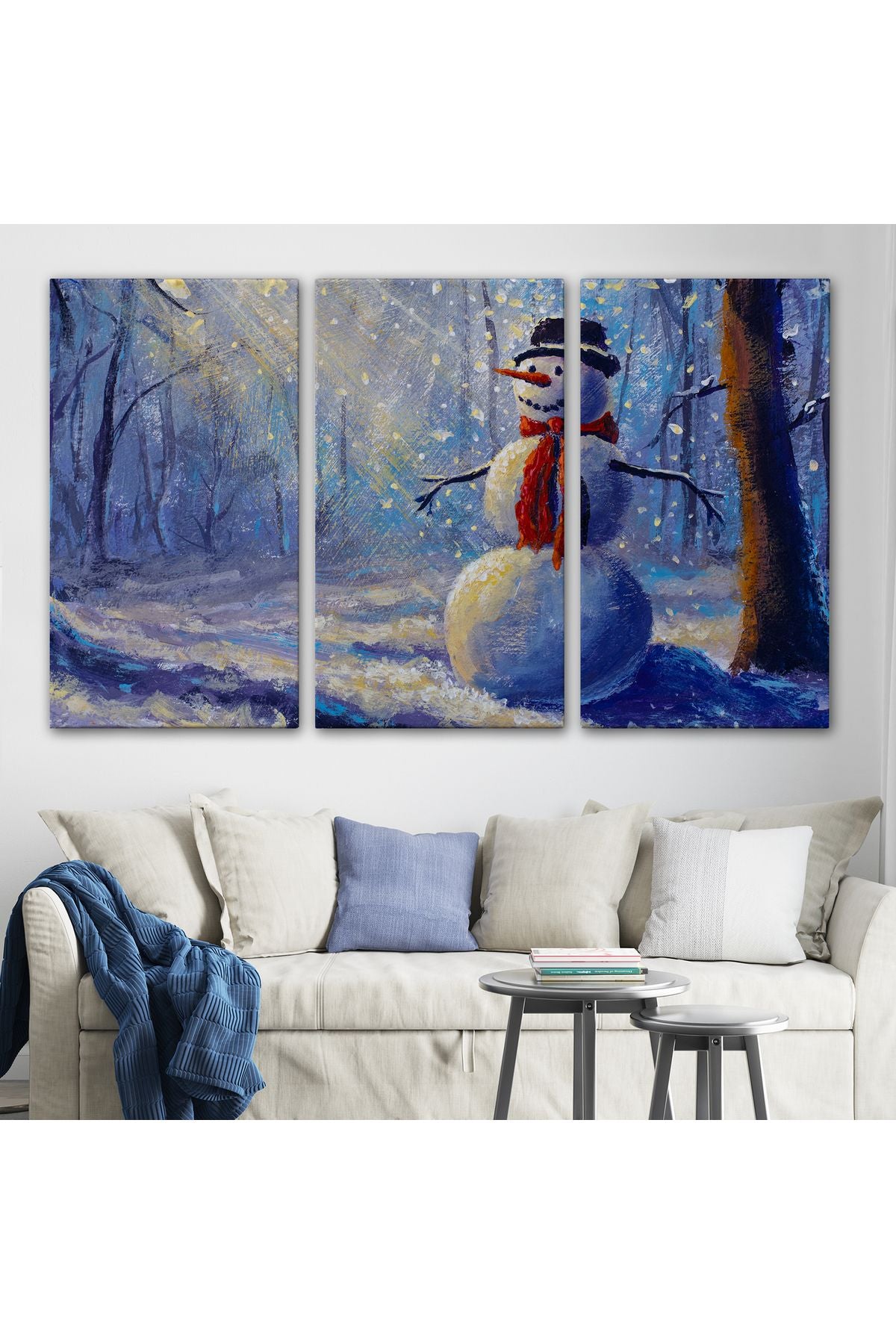 YB Ormanında Güneş Işınlarıyla Aydınlatılan Kardanadam Tablosu-1239