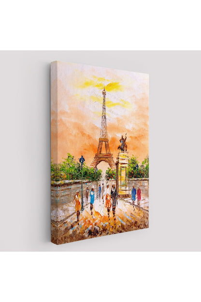 Eyfel Kulesi Manzaralı Yağlıboya Görünüm Dekoratif Kanvas Duvar Tablosu-5929
