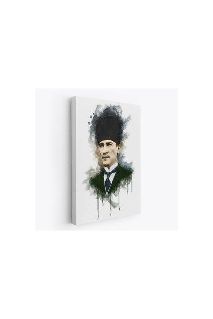 Mustafa Kemal Atatürk'ün Suluboya Görünümlü Portresi Dekoratif Kanvas Tablo-da-78