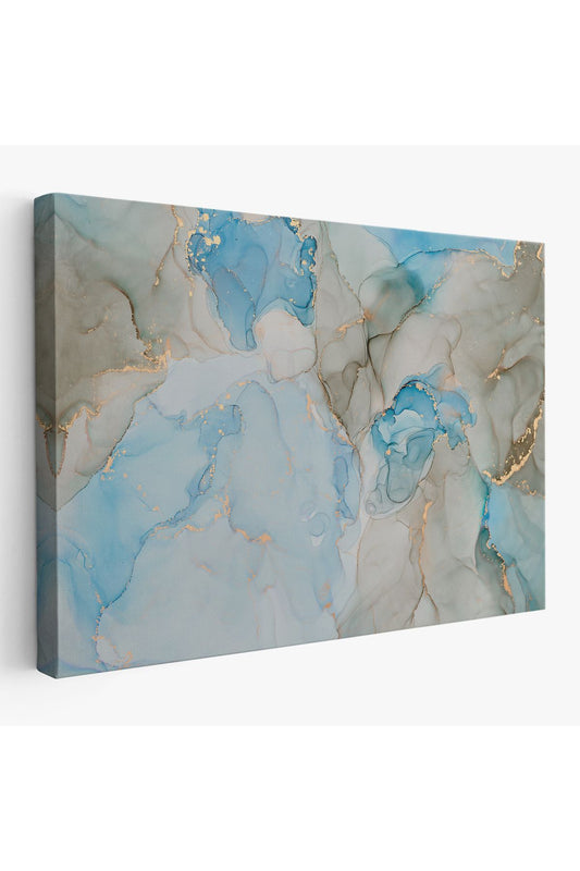 Mürekkep ve Alkol Elementleri ile Mermer Deseni Verilmiş Kanvas Tablo-5049