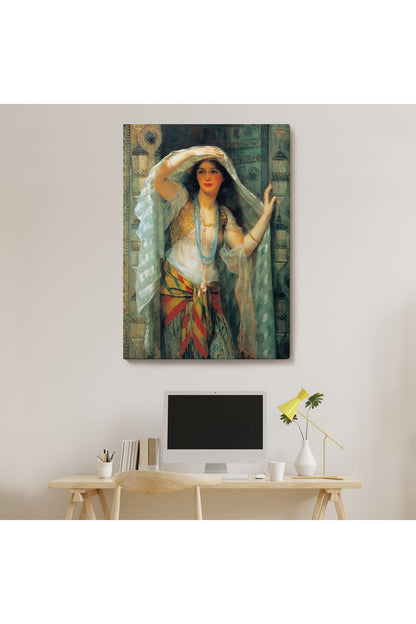 Dekoratif Duvar Tablosu-Kapıdan Bakan Cariye Eseri Arthur Wontner  Kanvas Tablo 6451