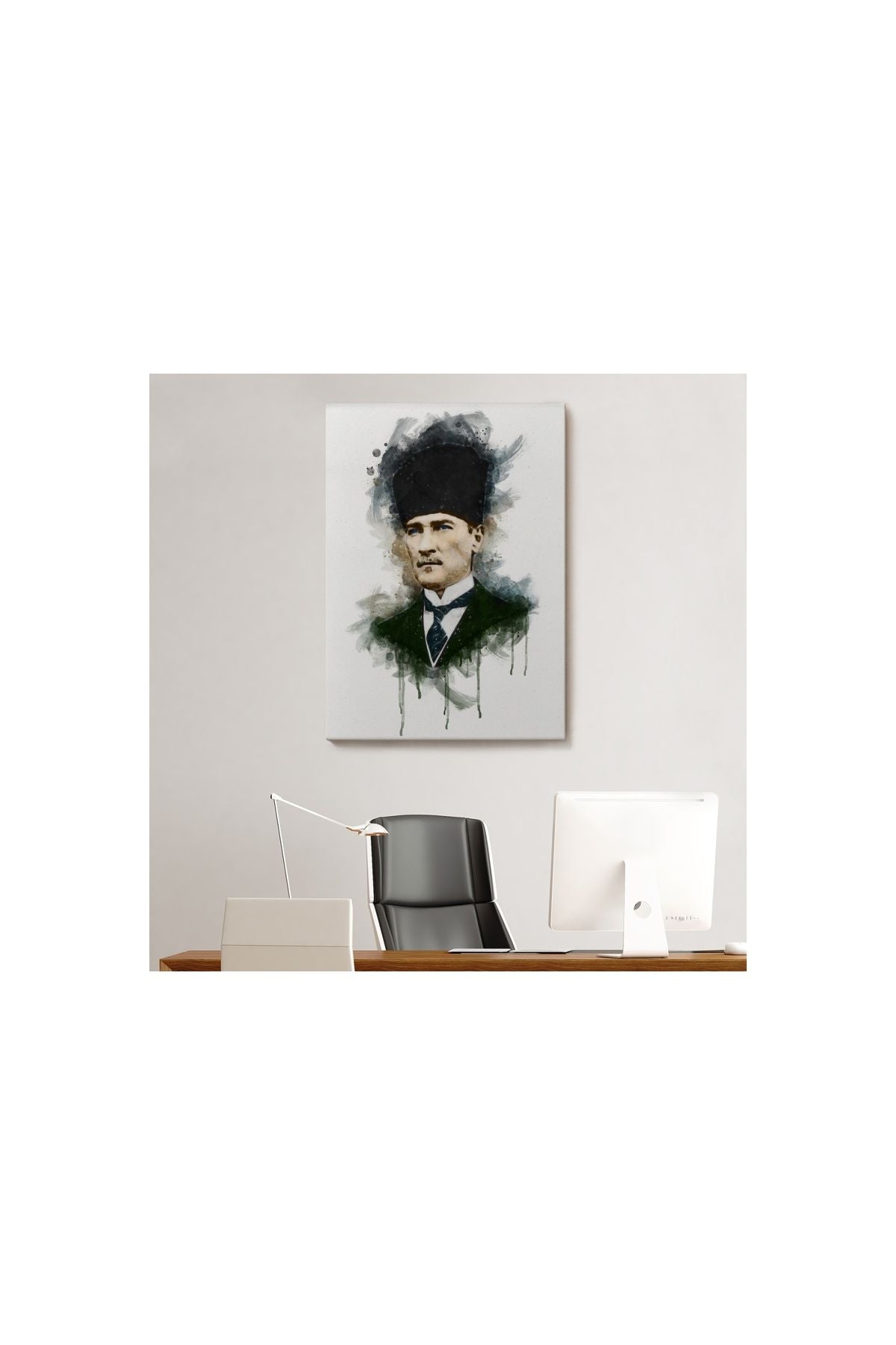 Mustafa Kemal Atatürk'ün Suluboya Görünümlü Portresi Dekoratif Kanvas Tablo-da-78