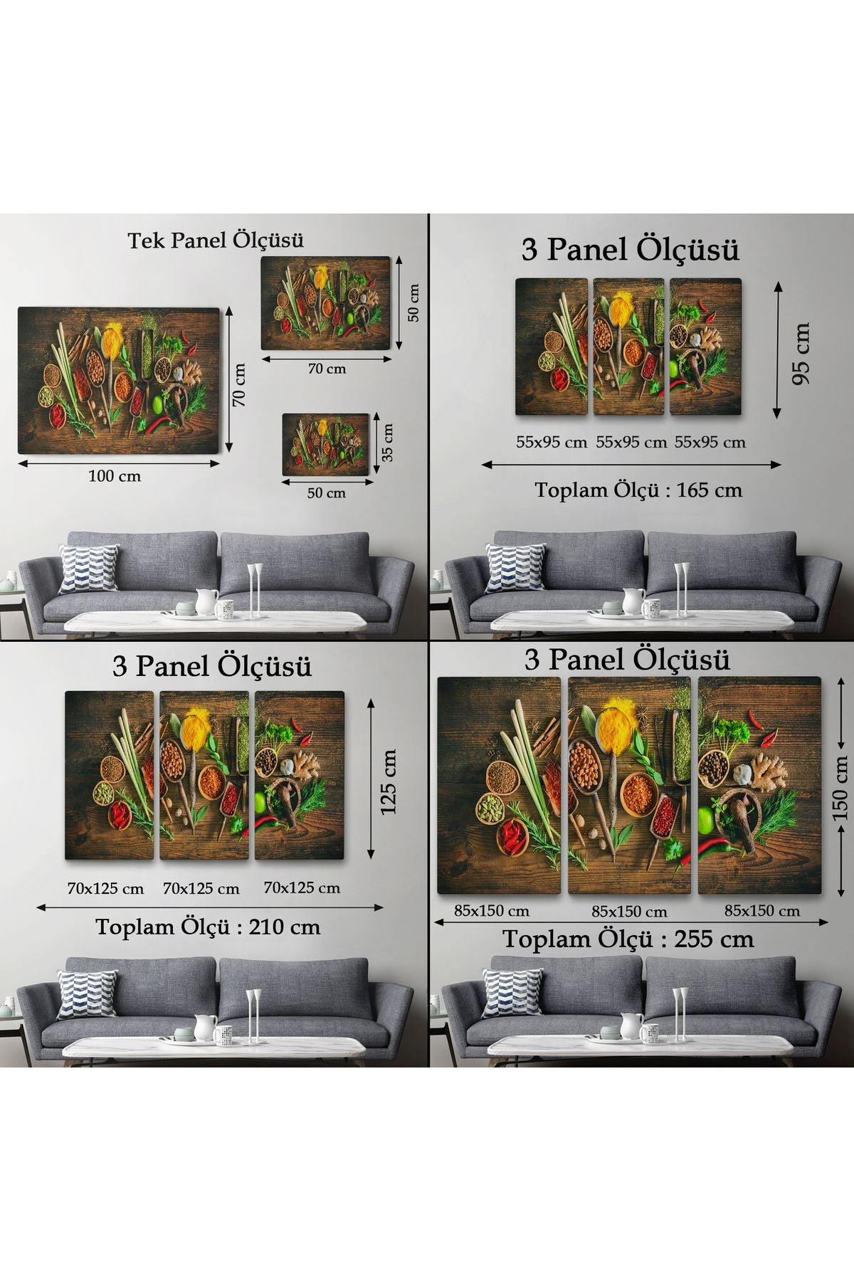 Mutfak Kesme Tahtası Üzerinde Baharatlar Kanvas Tablo-3586