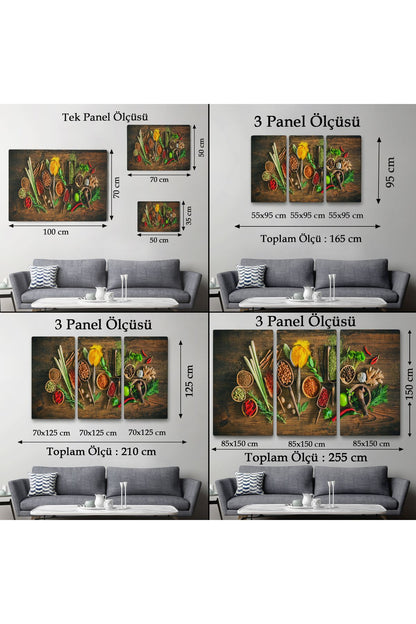 Mutfak Kesme Tahtası Üzerinde Baharatlar Kanvas Tablo-3586