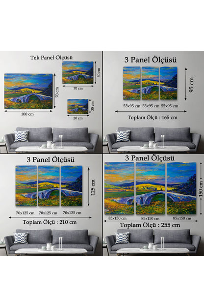 Köy Taşköprüsü Günbatımı Manzarası Duvar Tablosu-1202