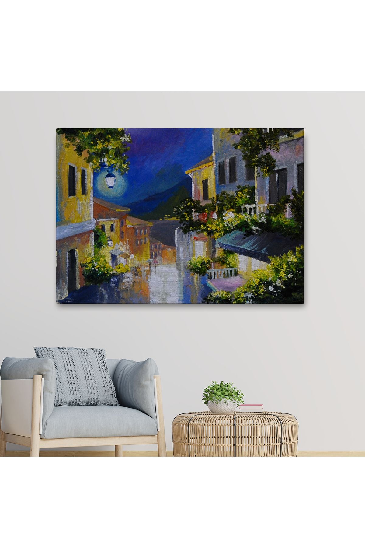 Fenerli Deniz Manzaralı Sokak, Kanvas Duvar Tablosu-1189