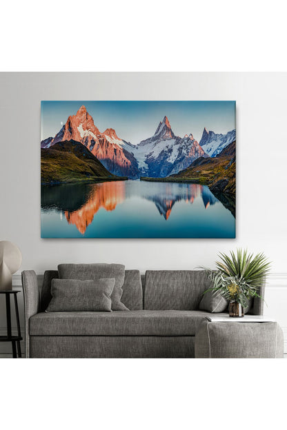 Bachalpsee Gölü ve İsviçre Alpleri Dekoratif Kanvas Duvar Tablosu-3624