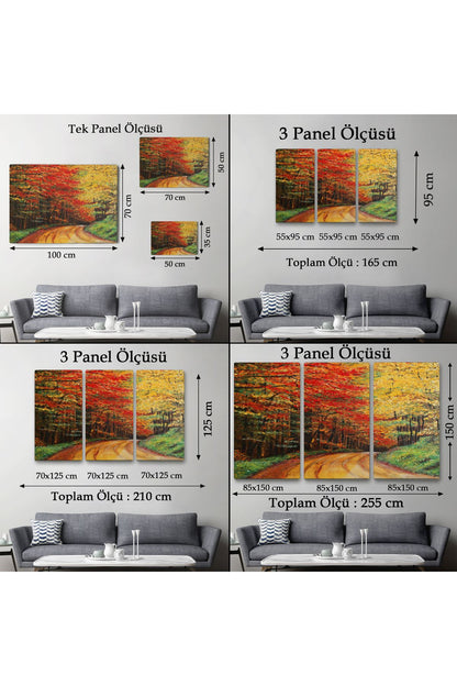 Orman Yolu Yağlıboya Görünüm Dekoratif Kanvas Duvar Tablosu-3764