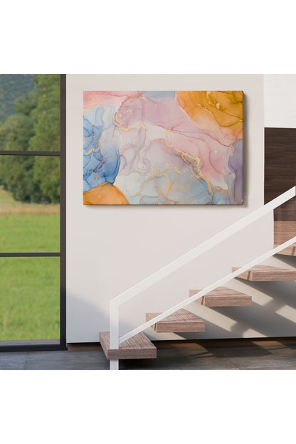 Mürekkep ve Alkol Elementleri ile Mermer Deseni Verilmiş Kanvas Tablo-5047