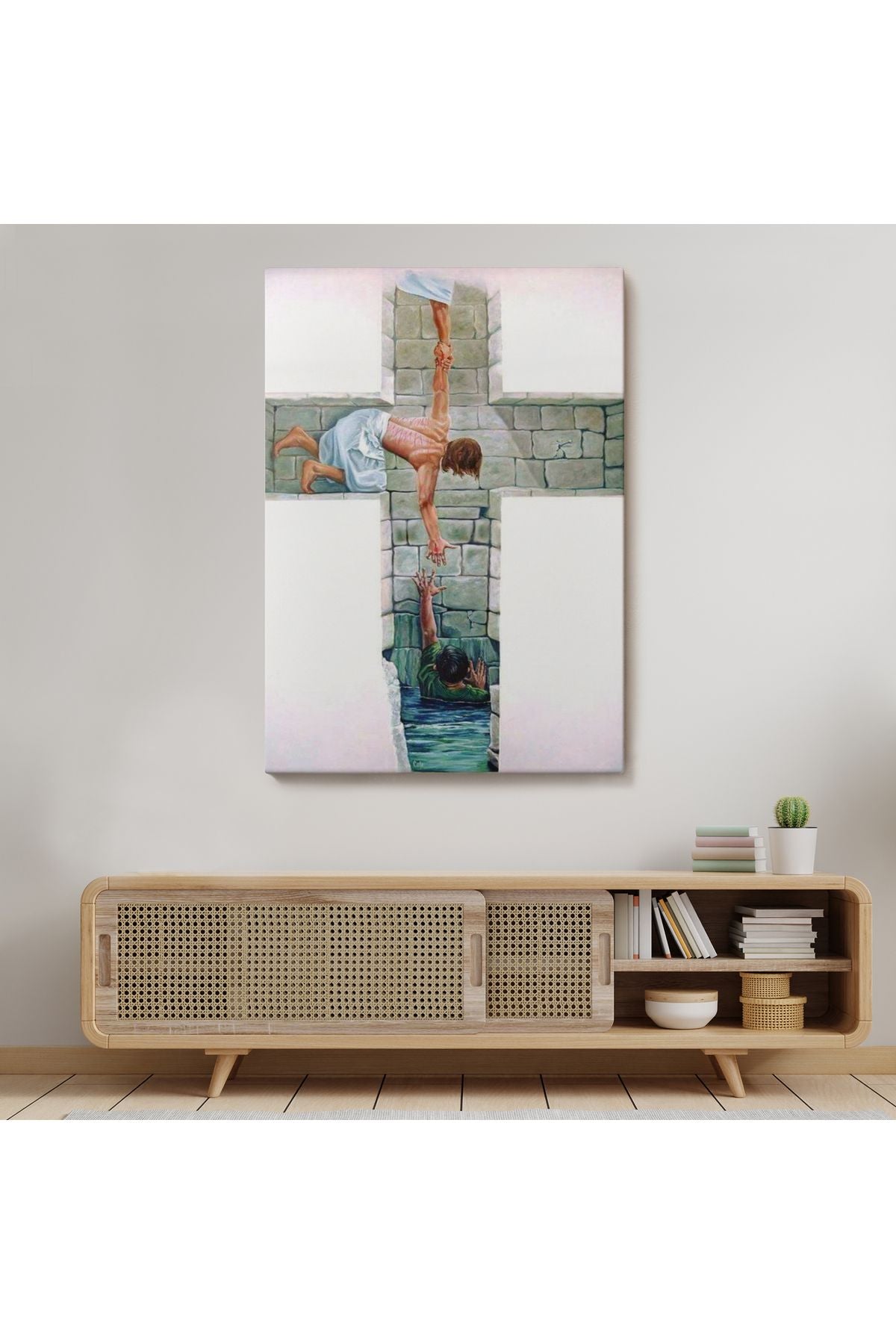 Kurtarıcı İsa ile Cennet Kanvas Tablo, Bizde Daha Büyük Bir Aşk Yoktur Kanvas Tablo-5224