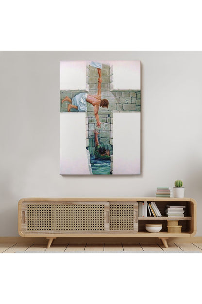 Kurtarıcı İsa ile Cennet Kanvas Tablo, Bizde Daha Büyük Bir Aşk Yoktur Kanvas Tablo-5224