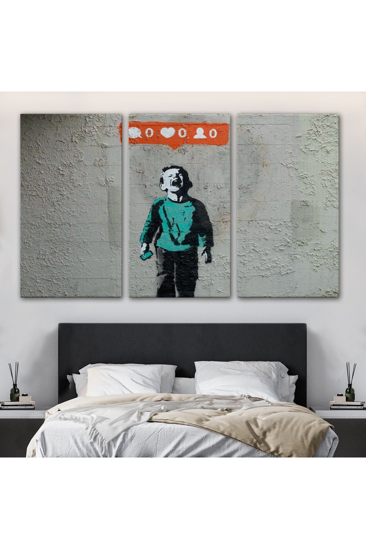 Bansky Takipçisi Olmadığı İçin Ağlayan Sosyal Medya Cocugu Kanvas Tablo-5021