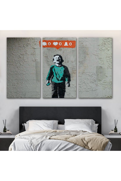 Bansky Takipçisi Olmadığı İçin Ağlayan Sosyal Medya Cocugu Kanvas Tablo-5021