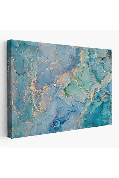Mürekkep ve Alkol Elementleri ile Mermer Deseni Verilmiş Kanvas Tablo-5050