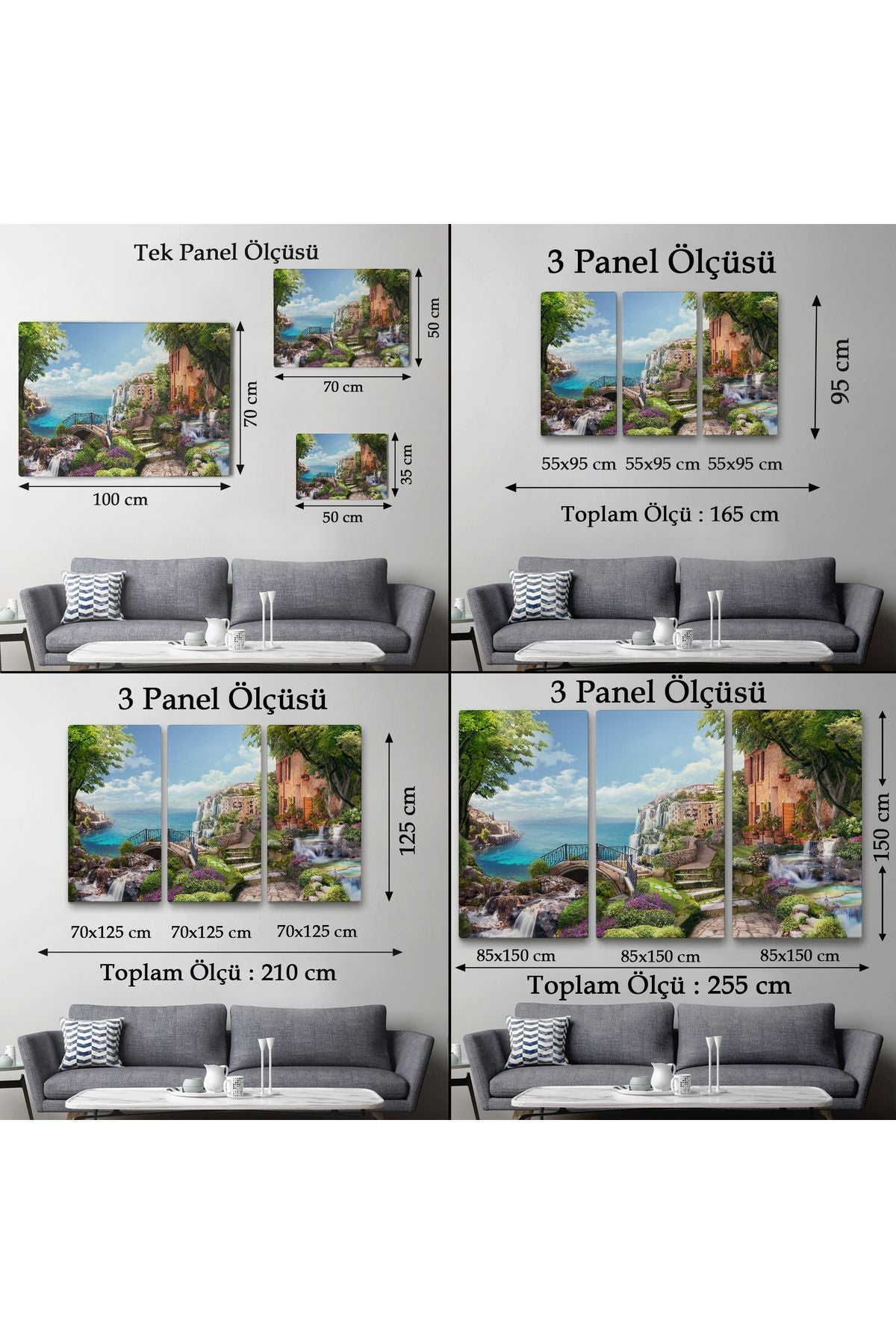 Eski İtalyan Evleri Yağlıboya Görünüm Dekoratif Kanvas Duvar Tablosu-3657