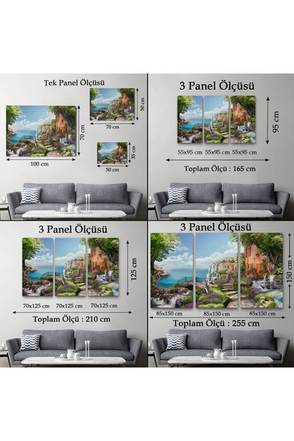 Eski İtalyan Evleri Yağlıboya Görünüm Dekoratif Kanvas Duvar Tablosu-3657