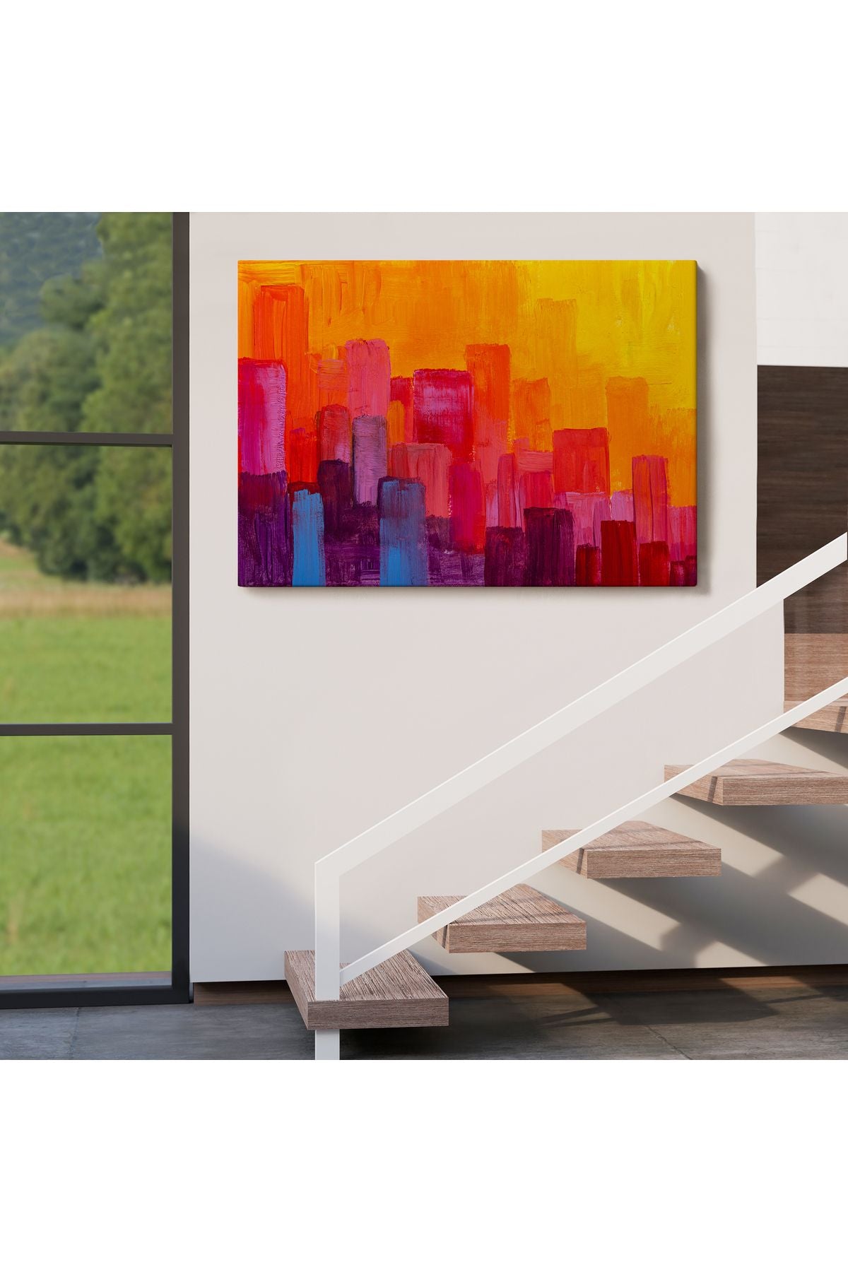 Renkli Şehir Silüeti Duvar Tablosu-1223