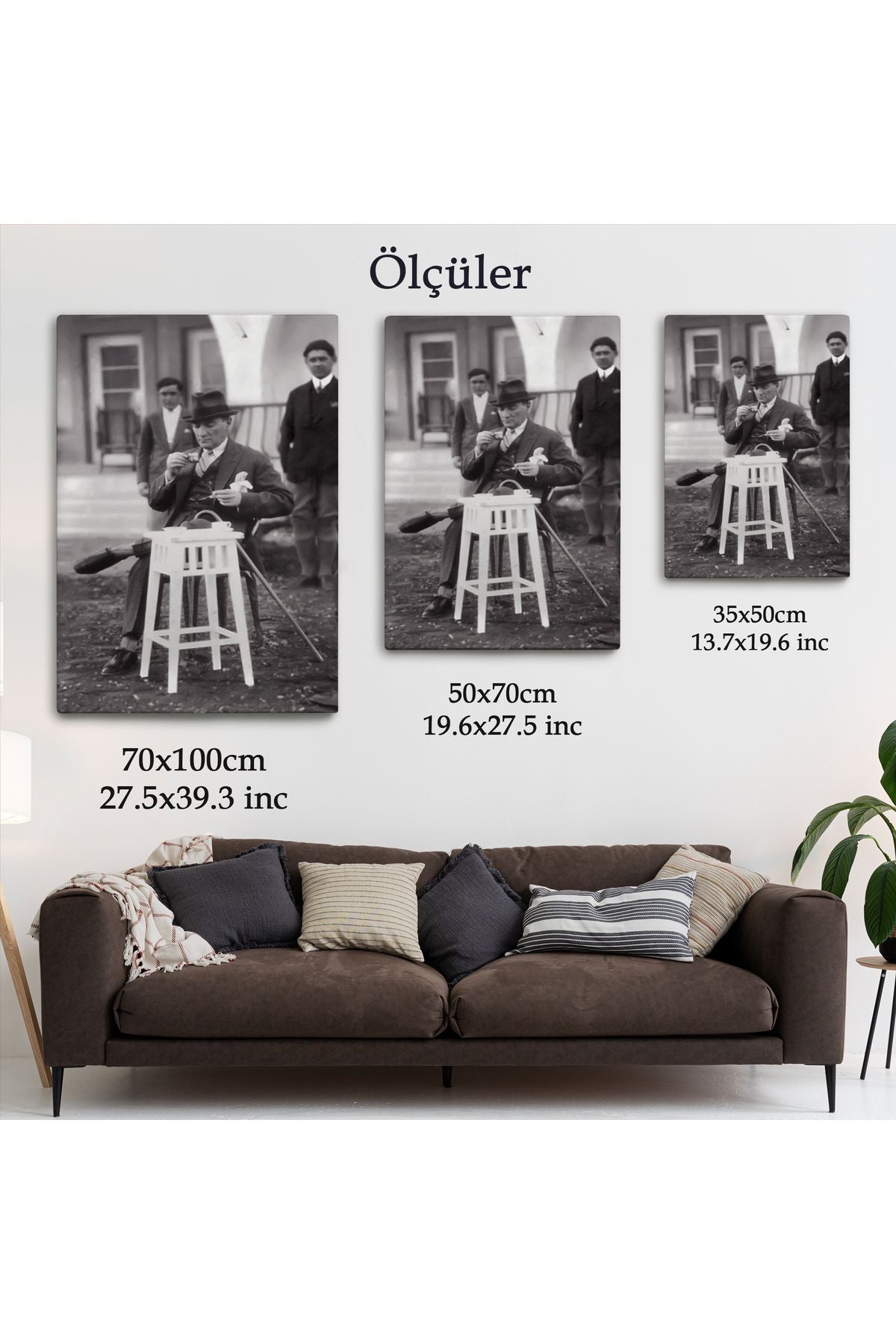 Atatürk Portre Tablosu Mustafa Kemal Atatürk Dikdörtgen Dekoratif Kanvas Tablo-EZ-124