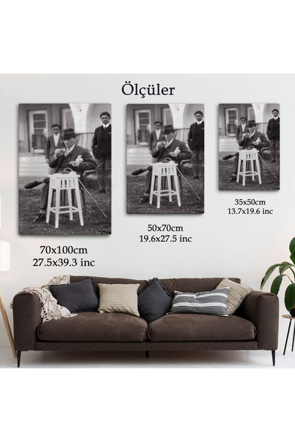 Atatürk Portre Tablosu Mustafa Kemal Atatürk Dikdörtgen Dekoratif Kanvas Tablo-EZ-124